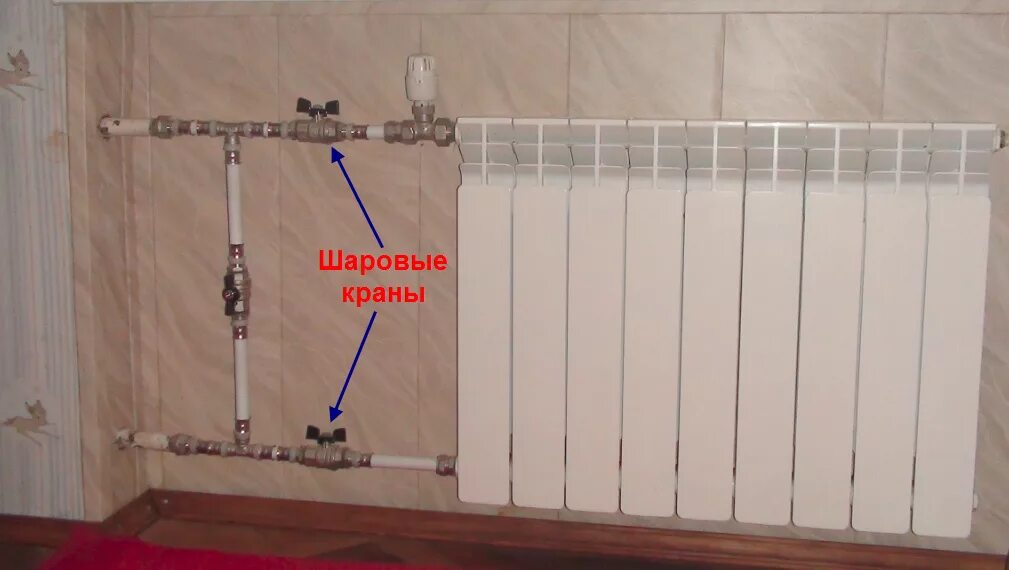 Можно ли перекрывать отопление. Байпас для радиатора отопления. Байпас на батарее отопления с краном. Кран на байпасе радиатора отопления. Кран на байпас в системе отопления.