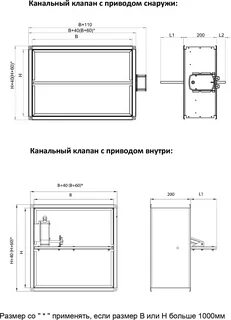 Противопожарный клапан размеры