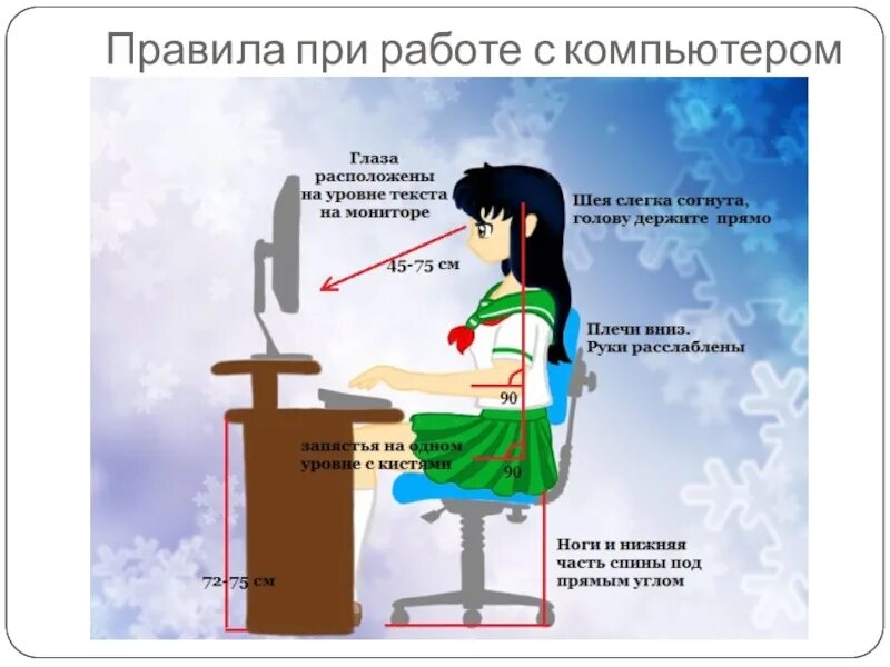 Расстояние для работы за компьютером. Правила работы перед компьютером. Правила работы с монитором. Положение монитора при работе.