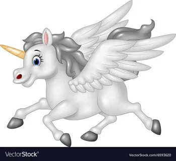 Cartoon pegasus isolated on white background Vector Image.