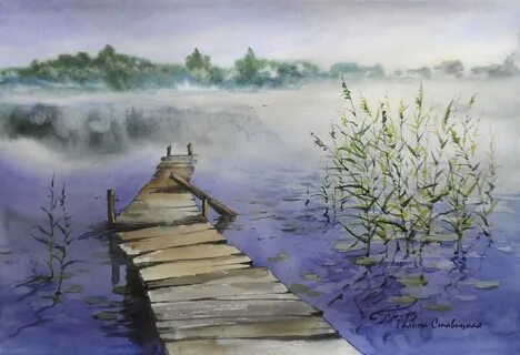 Пейзаж рисунок вода