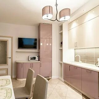 Розово бежевая кухня