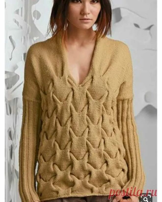 Креативное вязание спицами для женщин. Оригинальный свитер. Эксклюзивные вещи спицами. Необычные вязаные свитера. Трехцветный джемпер verena.