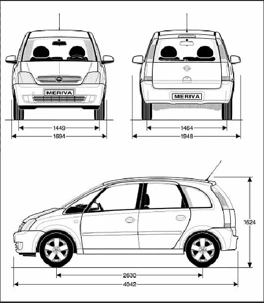 Габариты зафиры б. Габариты Опель Мерива 2008. Opel Meriva 2007 габариты. Размеры Опель Мерива 2007. Опель Мерива 2007 габариты.