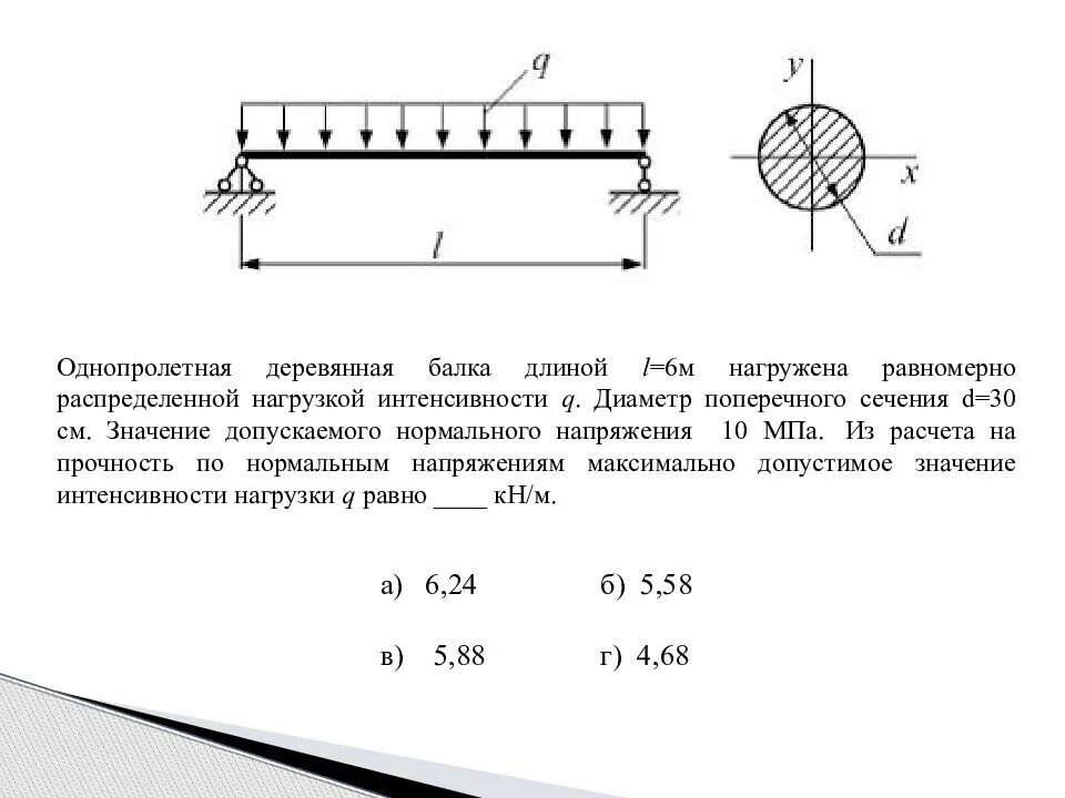 Равномерно по всей длине. Балка нагружена равномерно распределенной нагрузкой интенсивности q. Однопролетная шарнирно опертая балка. Распределенная нагрузка q. Интенсивность распределенной нагрузки.