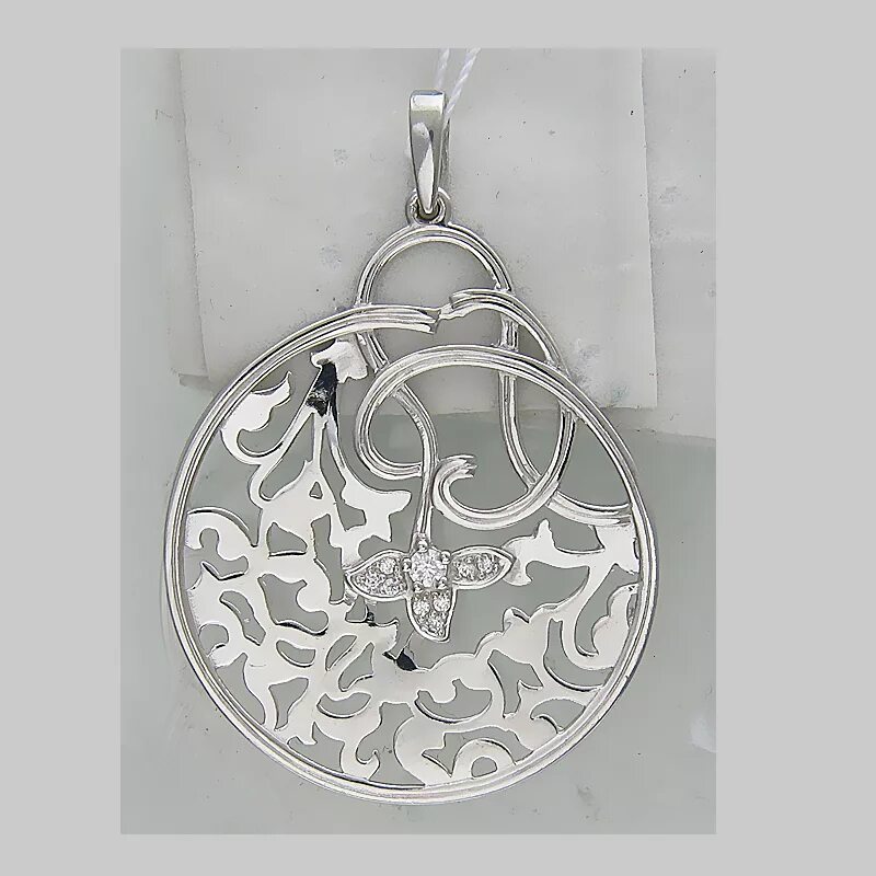 круглый серебряный кулон
