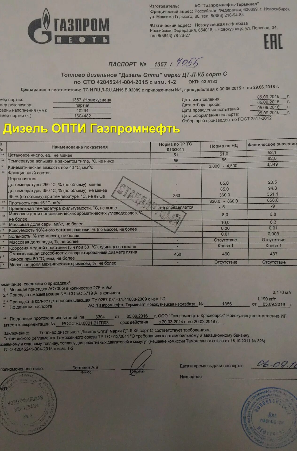 Дизельное топливо газпромнефть