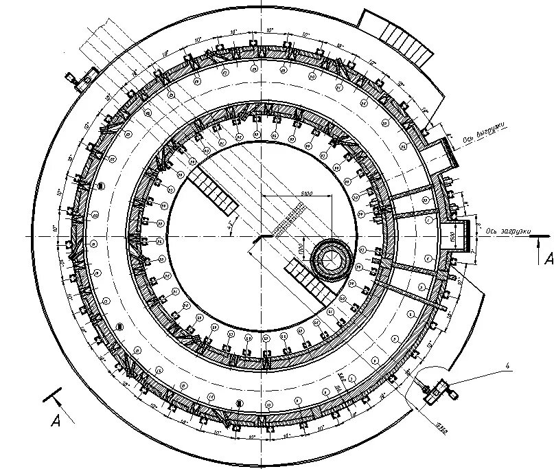 Кольцевая печь. Кольцевая печь для нагрева трубных заготовок. Кольцевая нагревательная печь схема. Схема нагревательной кольцевой печи ТПА-140. Чертеж термической печи стана 3000.