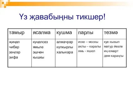 Парлы сузлэр примеры на татарском