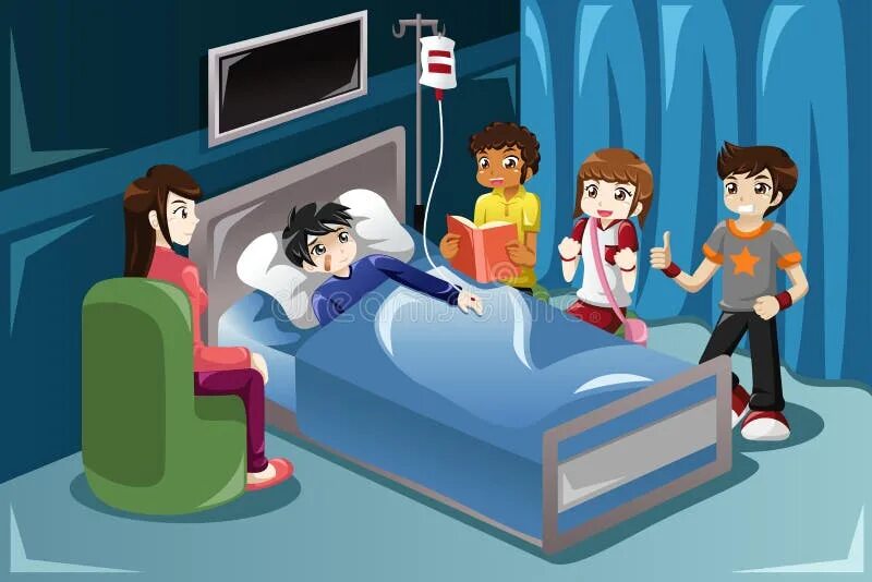 Помогаем детям в больнице рисунок. Иллюстрации больница для детей. Навещать больного в больнице. Навестить друга в больнице.