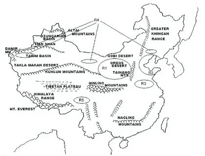 Горы куньлунь на контурной карте