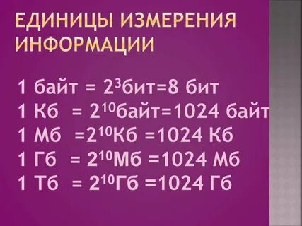 Единицы измерения информации в информатике 10 класс
