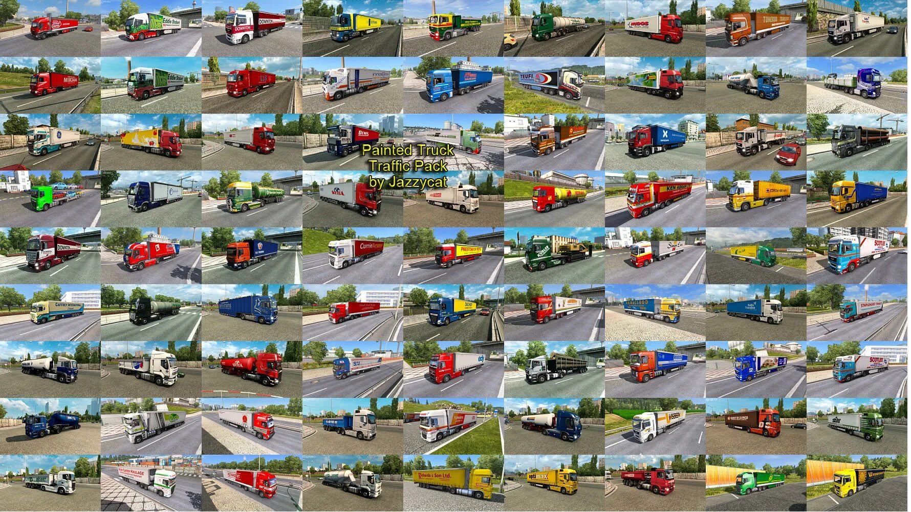 Трафик пак. Euro Truck Simulator 2 трафик. Jazzycat ETS 2. Мод Trailers Traffic Pack v9.2 для Euro Truck Simulator 2. ETS 2 1.35 painted Truck Traffic Pack.