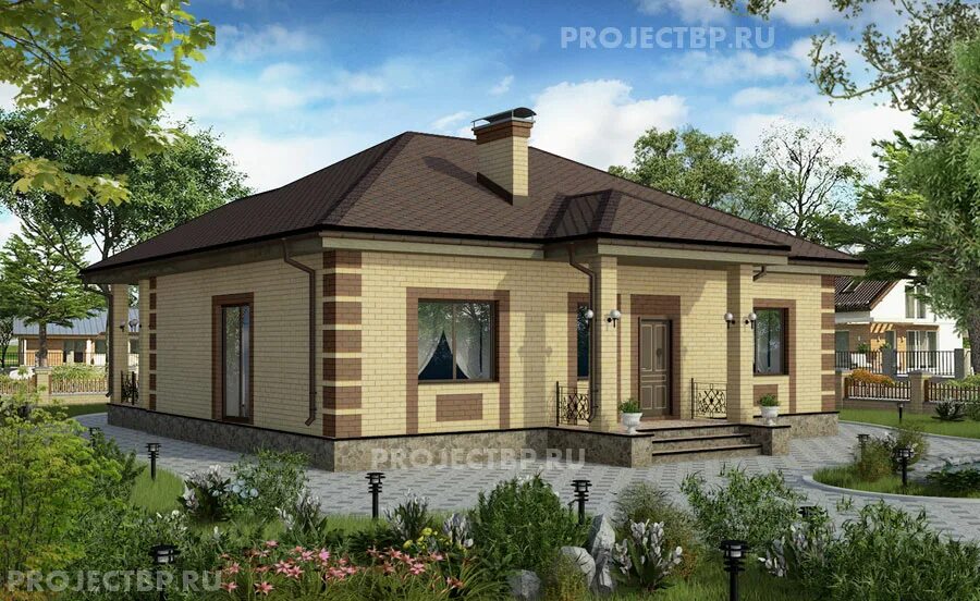 Проекты одноэтажных домов с четырехскатной крышей Дом с вальмовой крышей фото