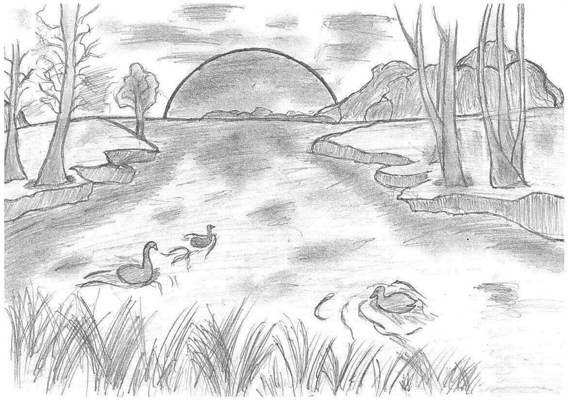 природа карандашом. природа нарисованная карандашом поэтапно. природа нарисованная карандашом поэтапно. эскиз пейзажа. рисунки карандашом природа.