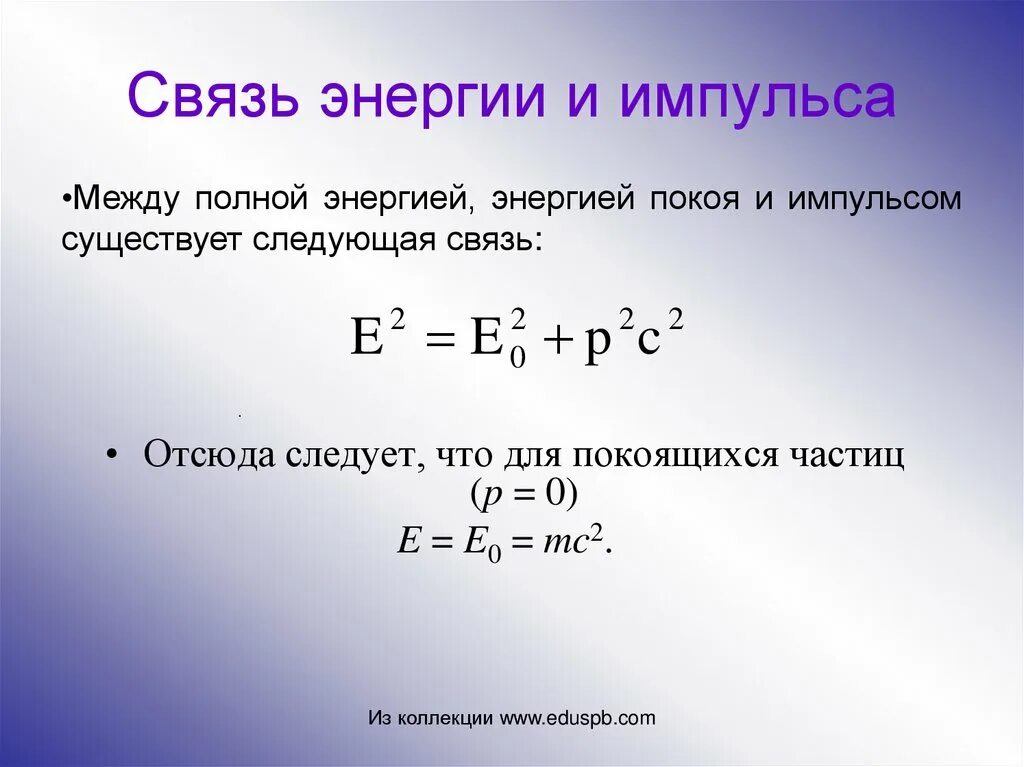 Энергия импульса тела. Связь между энергией и импульсом. Связь энергии и импульса. Взаимосвязь энергии и импульса. Связь полной энергии с импульсом.