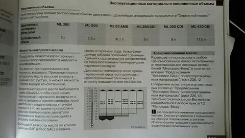 Объем масла в двигателе мерседес
