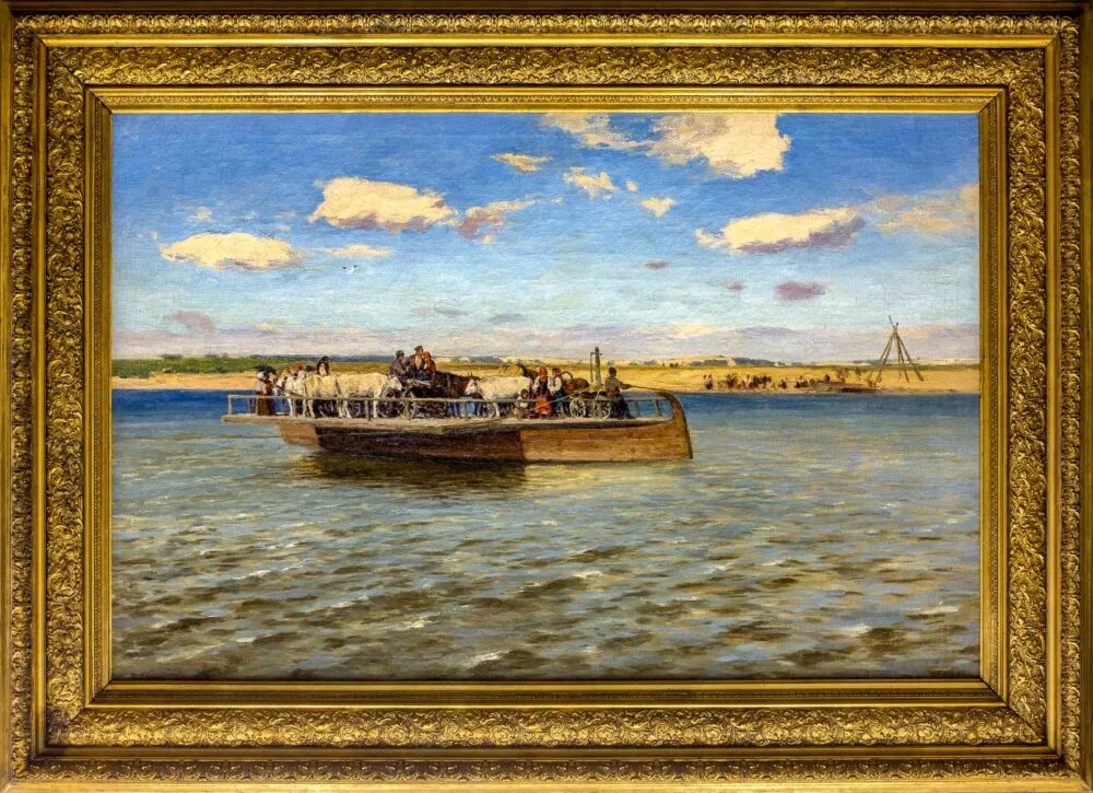 Картины днепра. Переправа через Днепр в картинах художников. Паром 18 века. Паромная переправа 18 век. Картина паром.