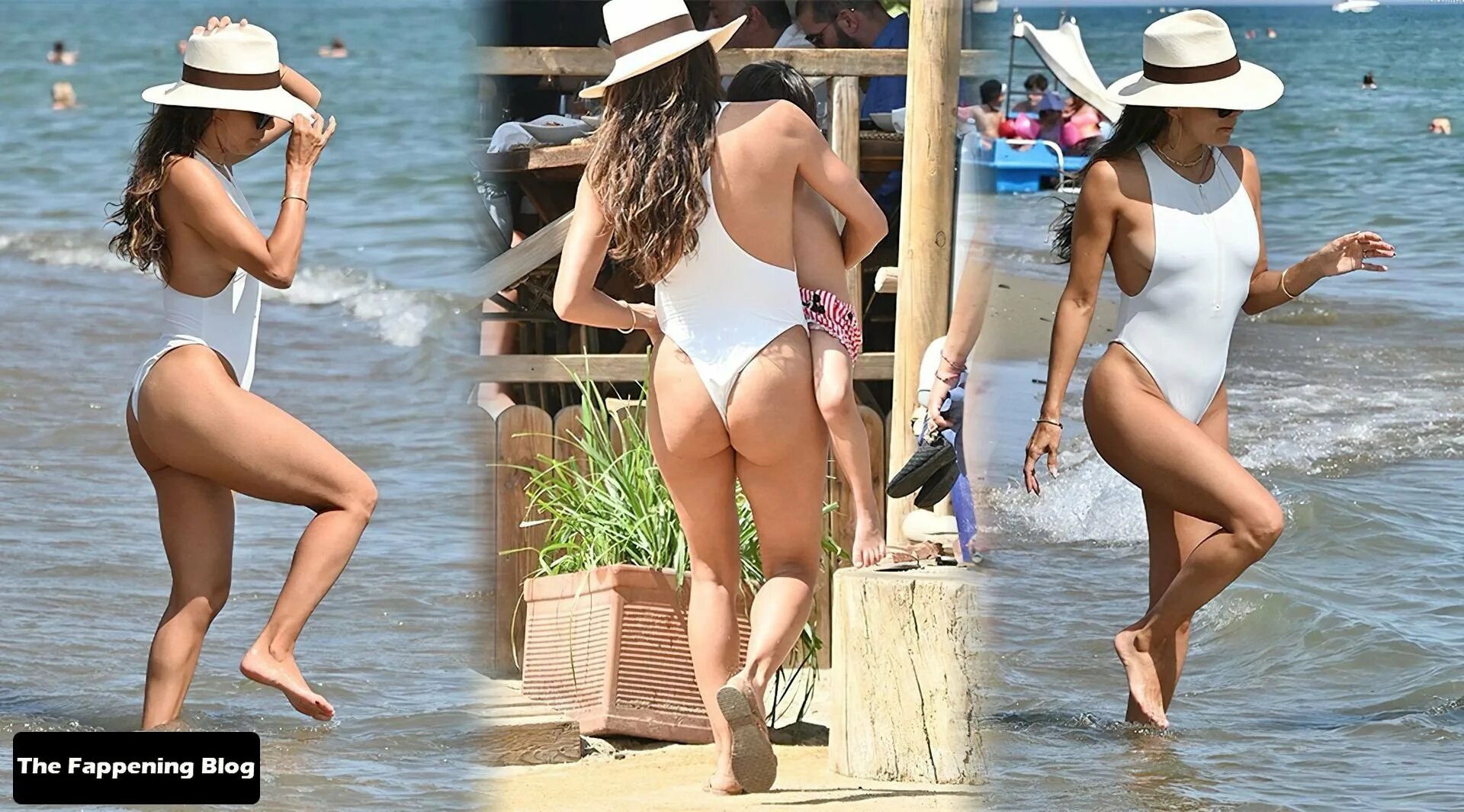 Ева лонгория фото 2023 Eva Longoria, 49, struggles to contain her ample assets in tiny orange thong bik