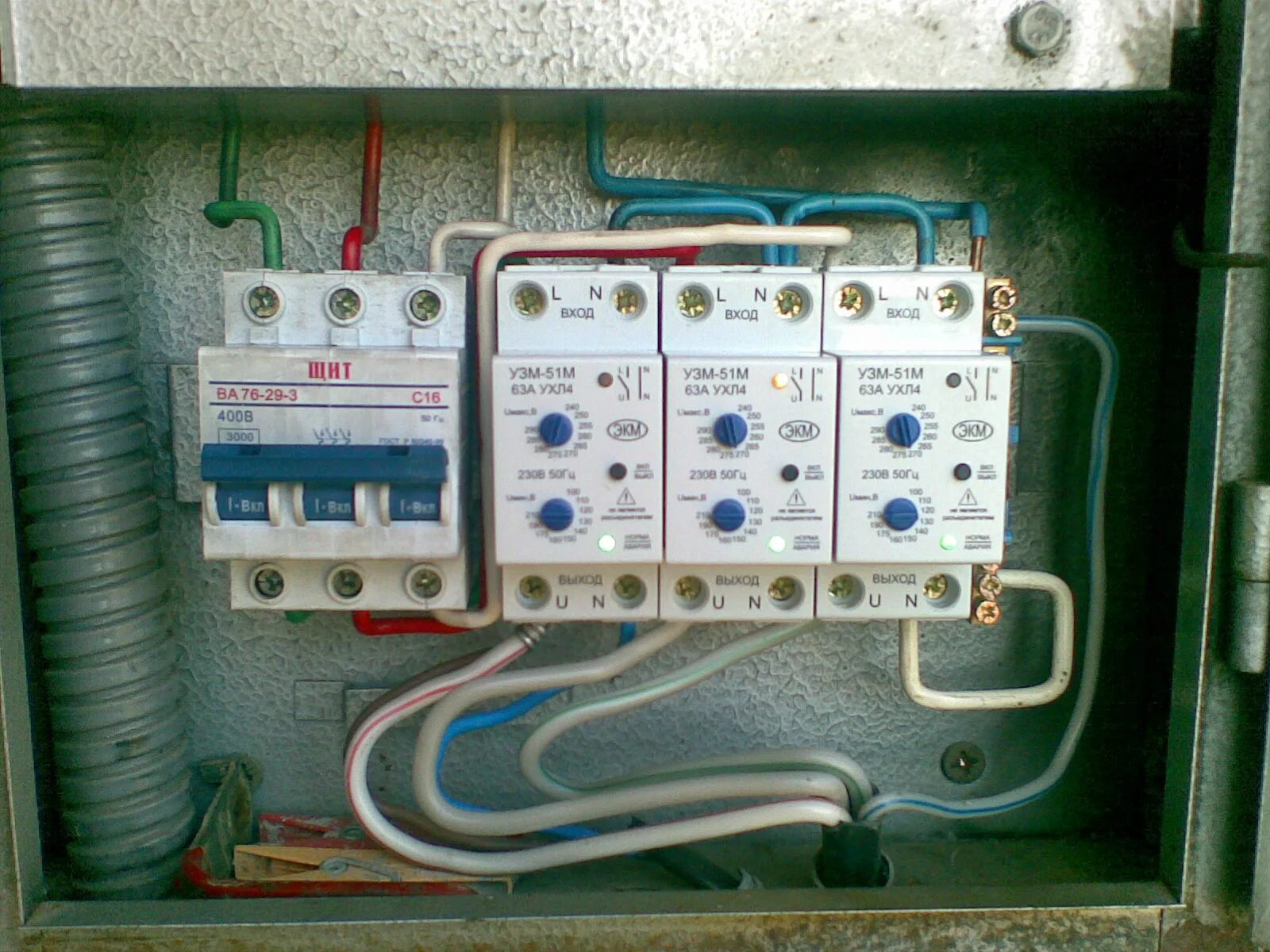 Подключение УЗО на входе и на отходящих ветвях