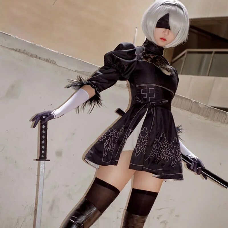 Automata cosplay. NIER Automata костюмы 2b. Платье 2b NIER Automata. Одежда 2b из NIER Automata. NIER Automata костюмы косплей.