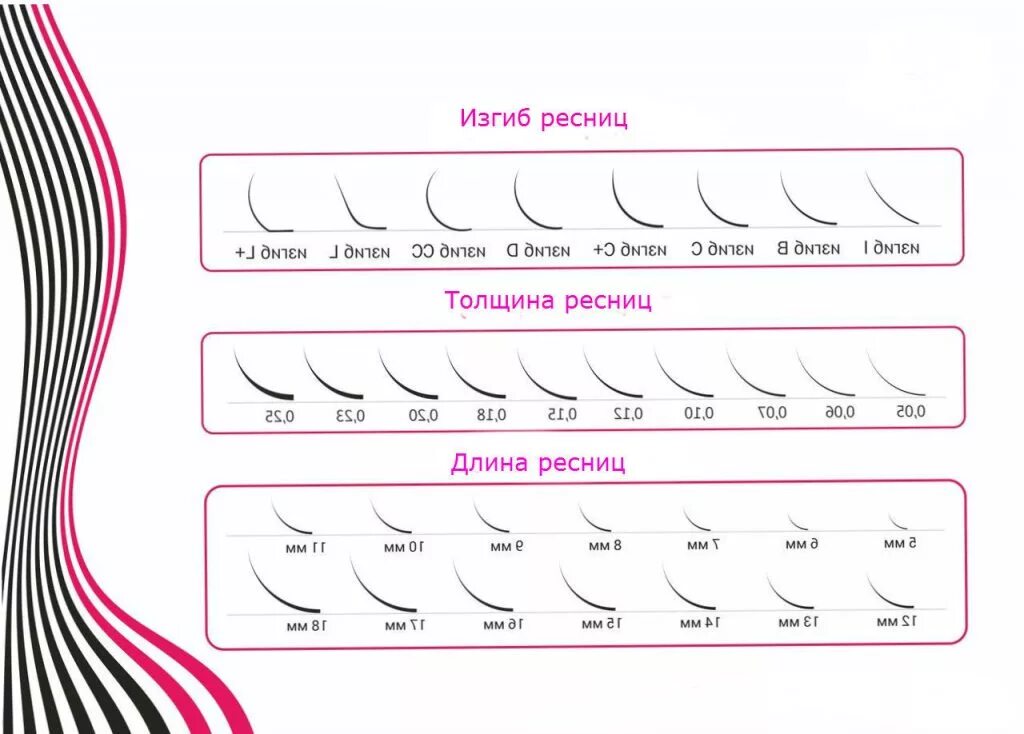 Ресницы м и л сравнение. Толщина ресниц для наращивания 2д м изгиб. Классификация искусственных ресниц изгибы толщины длины. Схема наращивания ресниц изгиб с. Схемы наращивания ресниц толщина.