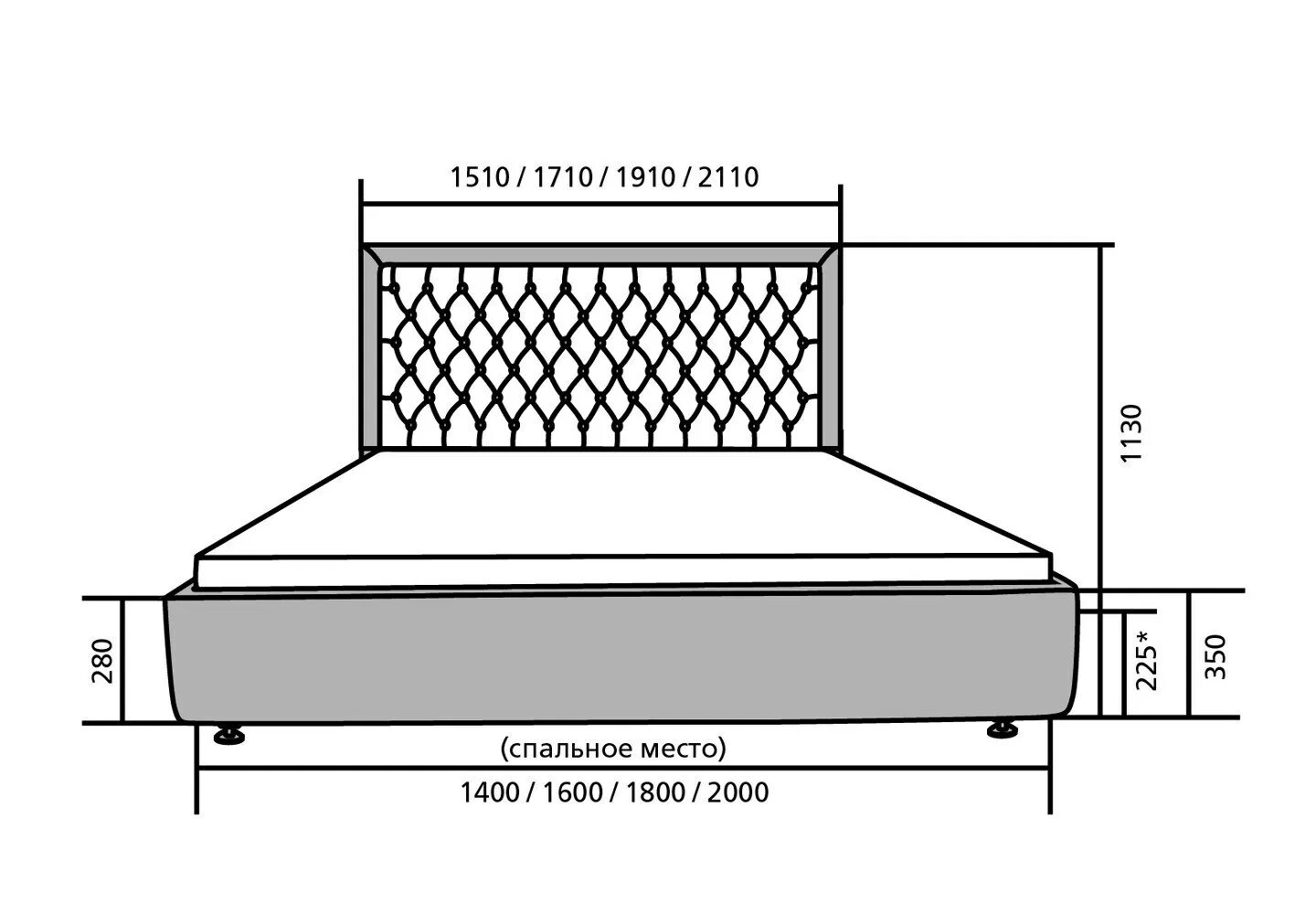 Кровать размеры высота