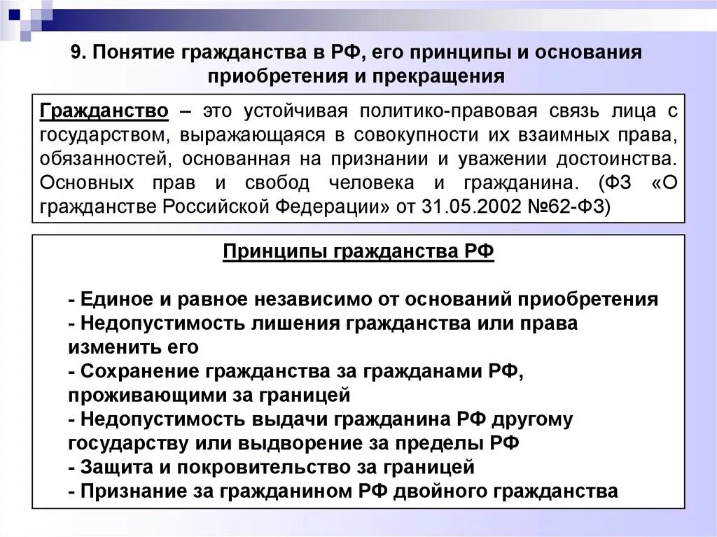 Понятие и основание приобретения гражданства РФ. Перечислите 3 основные принципы гражданства РФ. Принципы основания приобретения гражданства РФ. Понятие и принципы гражданства РФ кратко.