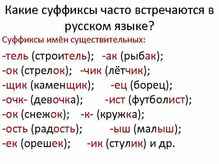 Самые распространенные суффиксы в русском языке. Суффиксы существительных в русском языке таблица 3. Суффиксы существительных в русском языке 2 класс. Суффиксы существительных в русском языке начальная школа.