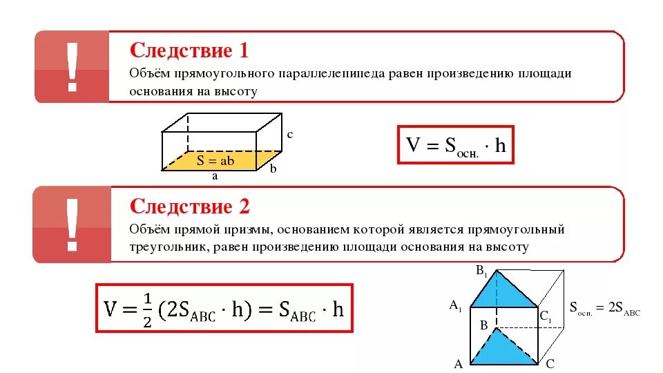 Формула нахождения объема параллелепипеда. Формула объёма прямоугольного параллелепипеда 11 класс. Формула объёма параллелепипеда прямоугольного с высотой. Формула нахождения объема прямоугольного параллелепипеда.