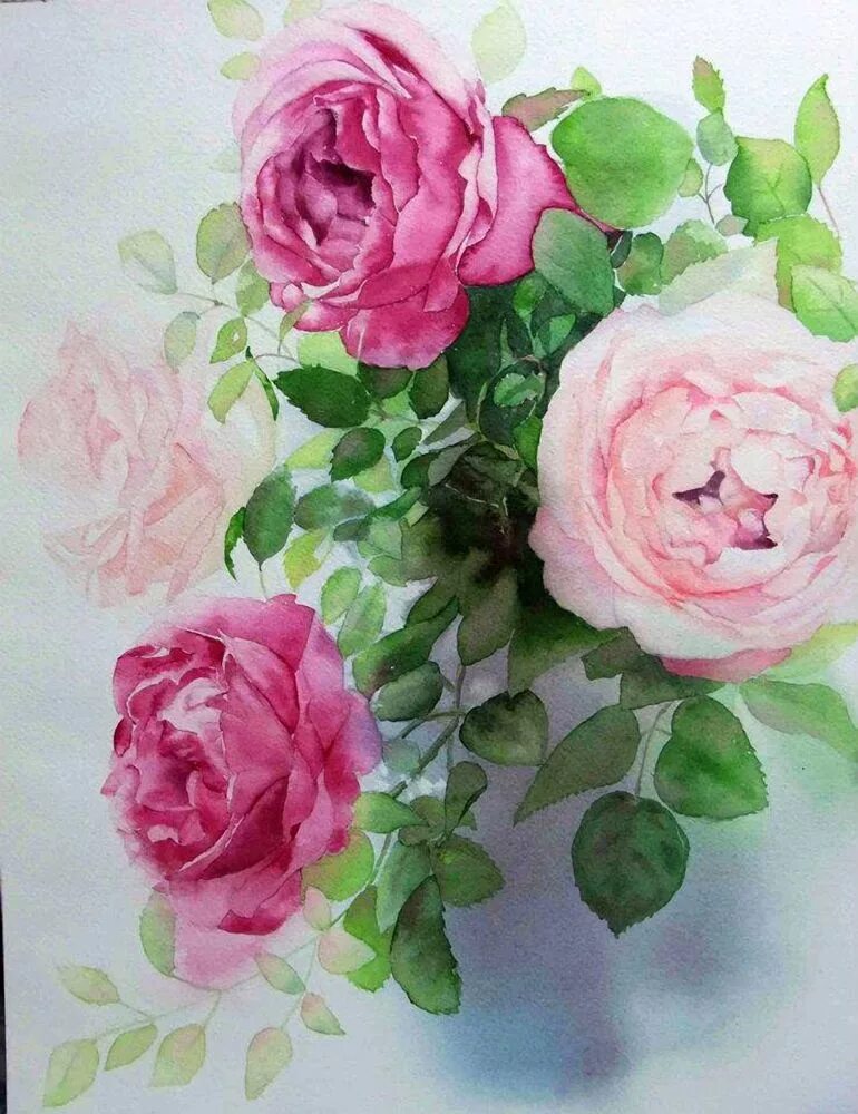 Акварельные розы. Харуми Косуги. Цветочные акварели Harumi Kosugi Япония. Харуми Косуги картины.