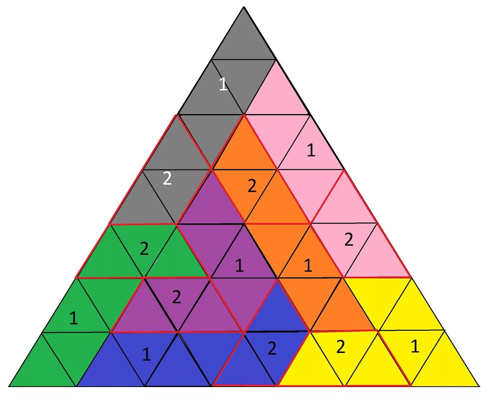 Как разбить треугольник. Треугольник Патракеева. Треугольник с разделением. Треугольник деления. Треугольник на пять равных частей.