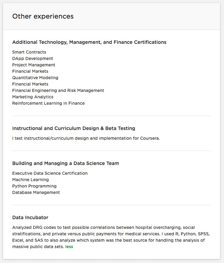 Other experiences. Резюме на апворк примеры. upwork .com. о себе для фриланса data scientist. other experience: что можно указать.