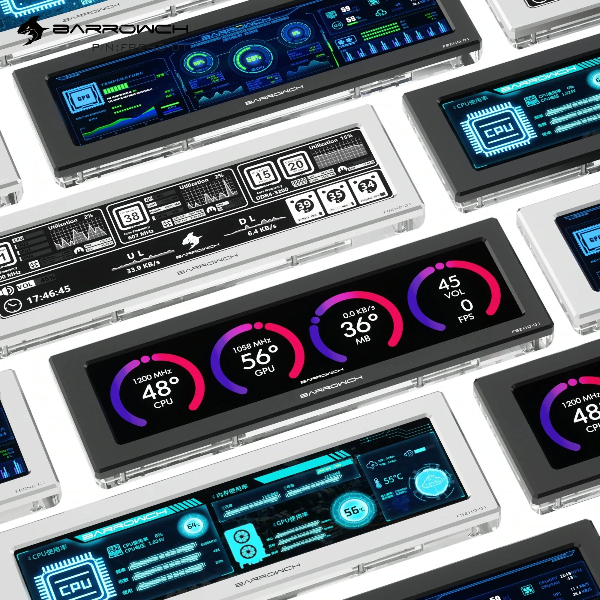 Расширенный дисплей. Barrowch fbehd-01. Barrowch FBTLPF. Внешний дисплей. Экран для мониторинга температуры ПК.