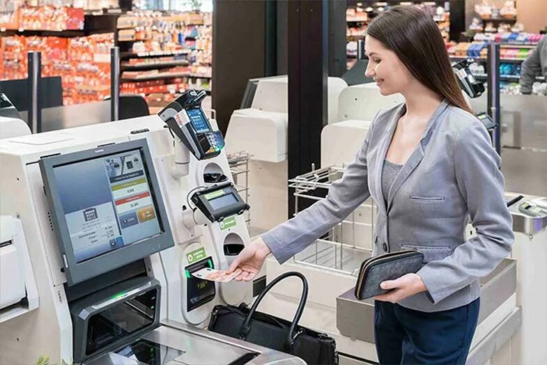 Ритейл автоматизация. Check-in супермаркет. Mall касса. Self-service shop.