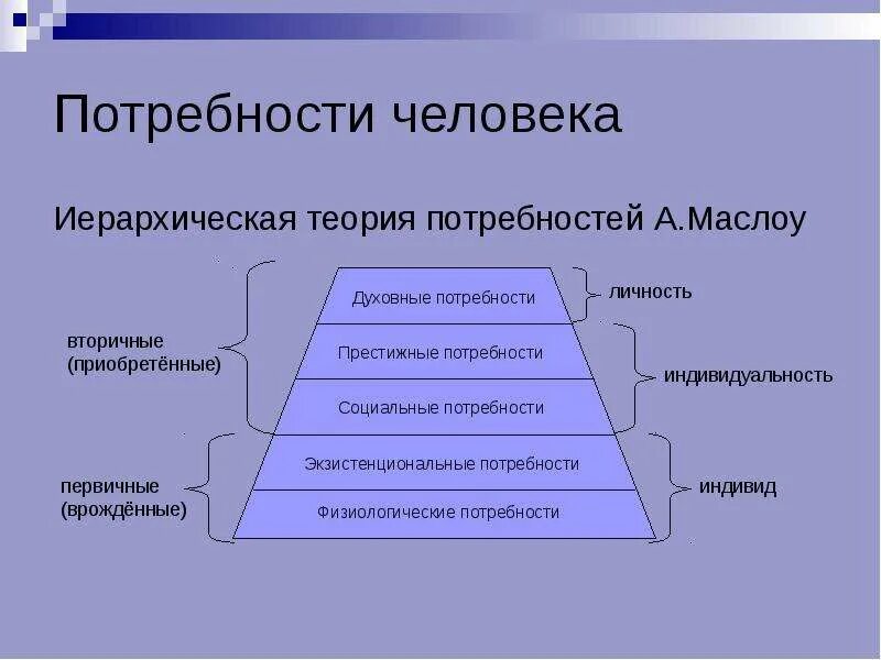 Потребности человека. Теория потребностей. Вторичные потребности человека. 3 Потребности человека. Структура потребностей гражданского общества