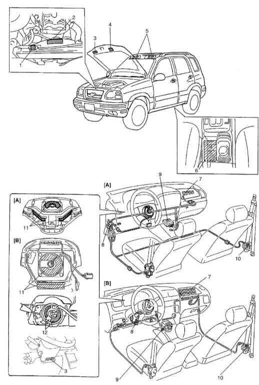 Suzuki vitara схема. Габариты Сузуки Гранд Витара 1998-2005. Гранд Витара схема. Дренажи кузова Сузуки Гранд Витара 1998-2005. Система кондиционирования Сузуки Гранд Витара 2003.