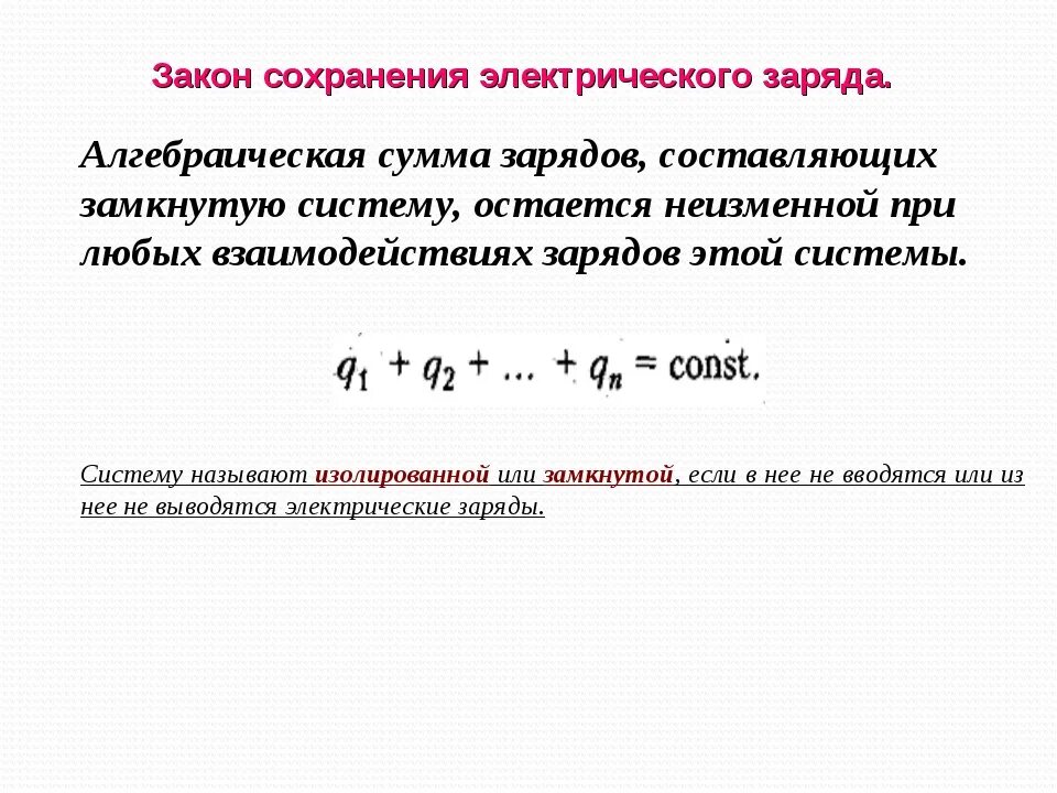 Электризация закон сохранения электрического заряда. Закон сохранения электрического заряда формула и определение. Закон сохранения электрического заряда физика 8 класс. Конспект закон сохранения электрического заряда 10 класс физика. Закон сохранения заряда физика 8 класс.