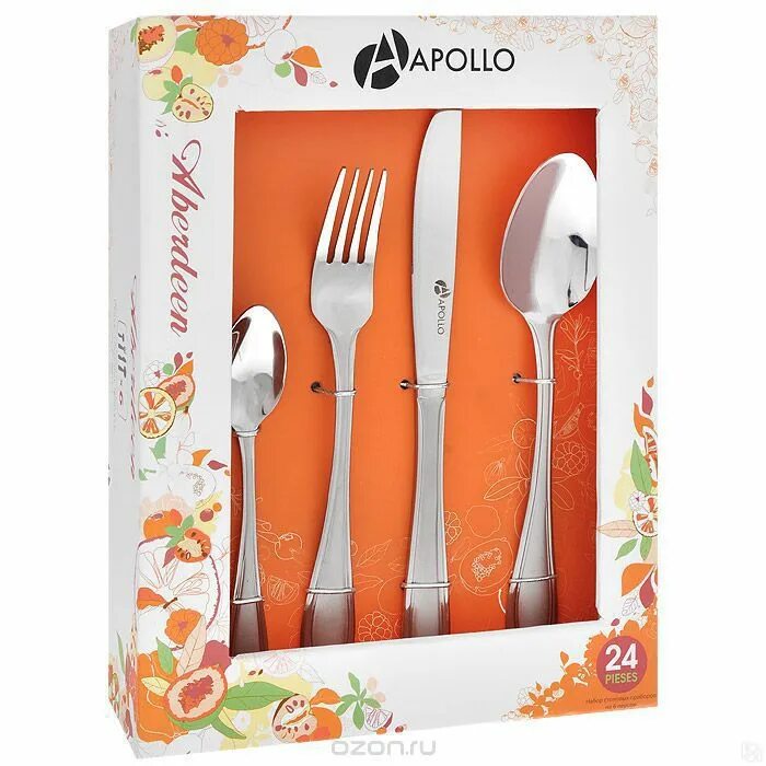 Вилки apollo. Набор столовых приборов apollo genio "baguette black" 24 пр. 6030. Столовые приборы apollo 24 предмета. Набор столовых предметов apollo.