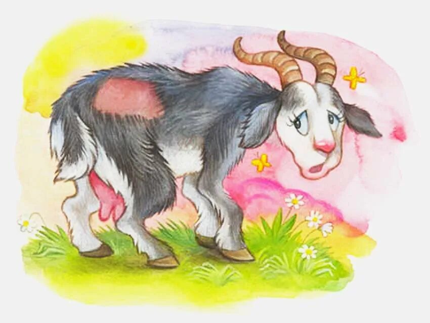 серенький. козочка для детей. коза к сказке волк и семеро козлят. козленок сказочный. изображение козы для детей.