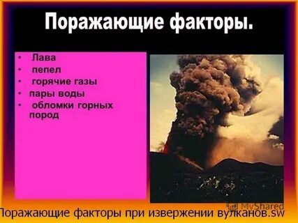Поражающими факторами извержения вулкана являются