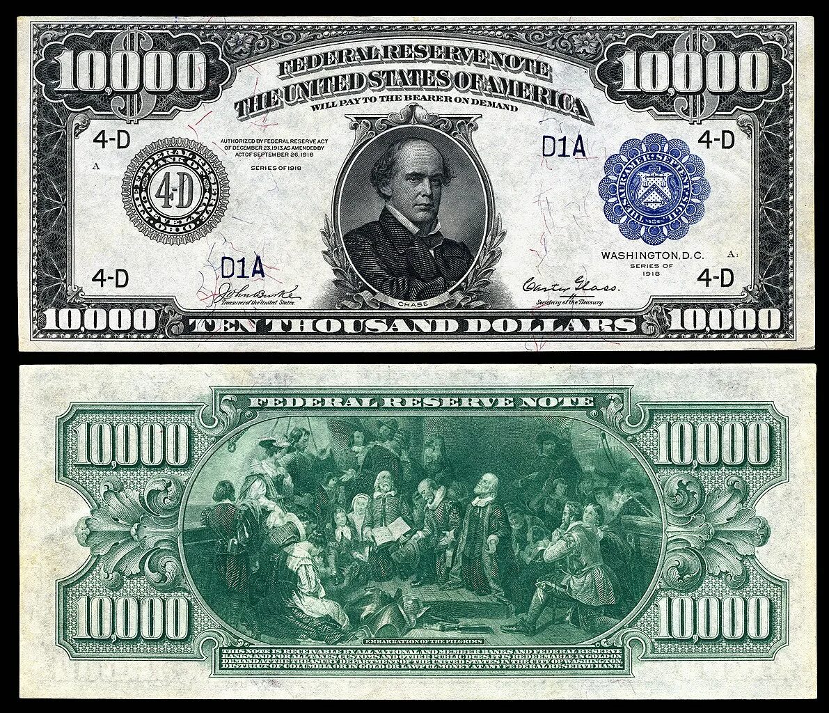 Номинал 1 доллар. 1918 $5,000 Federal Reserve Note. Купюры долларов США. 1000 Долларов купюра Америка. 10000 Долларов купюра.