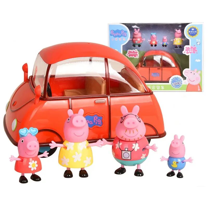Машина пеппы. Свинка Пеппа машина. Игровой набор Peppa Pig Red car. Свинка Пеппа игрушки машина. Семья Пеппы на машине.
