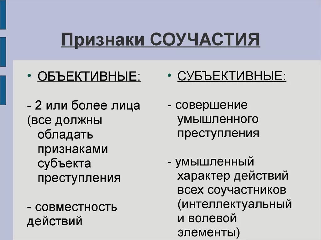 Понятие соучастника. Объективными признаками соучастия являются. Объективные признаки соучастия. Объективно субъективный признак соучастия. Признаки соучастия в преступлении.