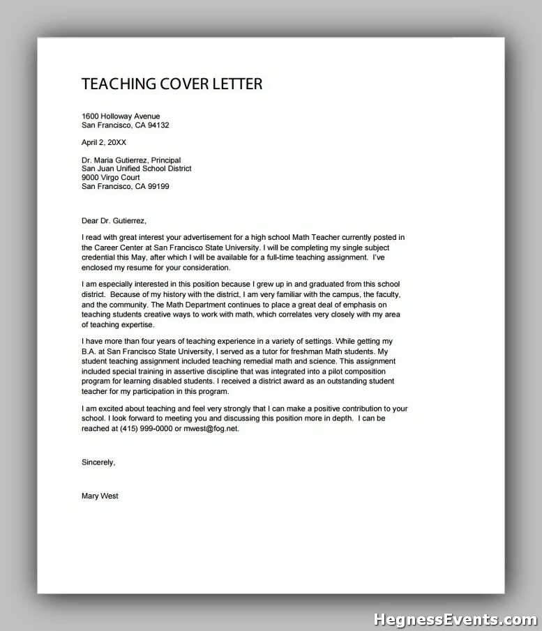 Teacher statement