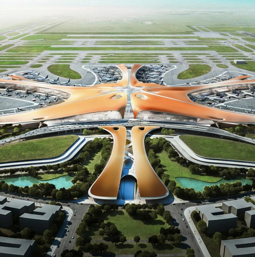 Какой самой большой аэропорт в мире. Пекинский Международный аэропорт Дасин. Заха Хадид аэропорт Пекина. Аэропорт Пекин Дасин, Китай. Аэропорт Шоуду Пекин.