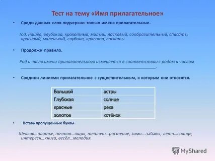 Найдите в тексте имена прилагательные определите