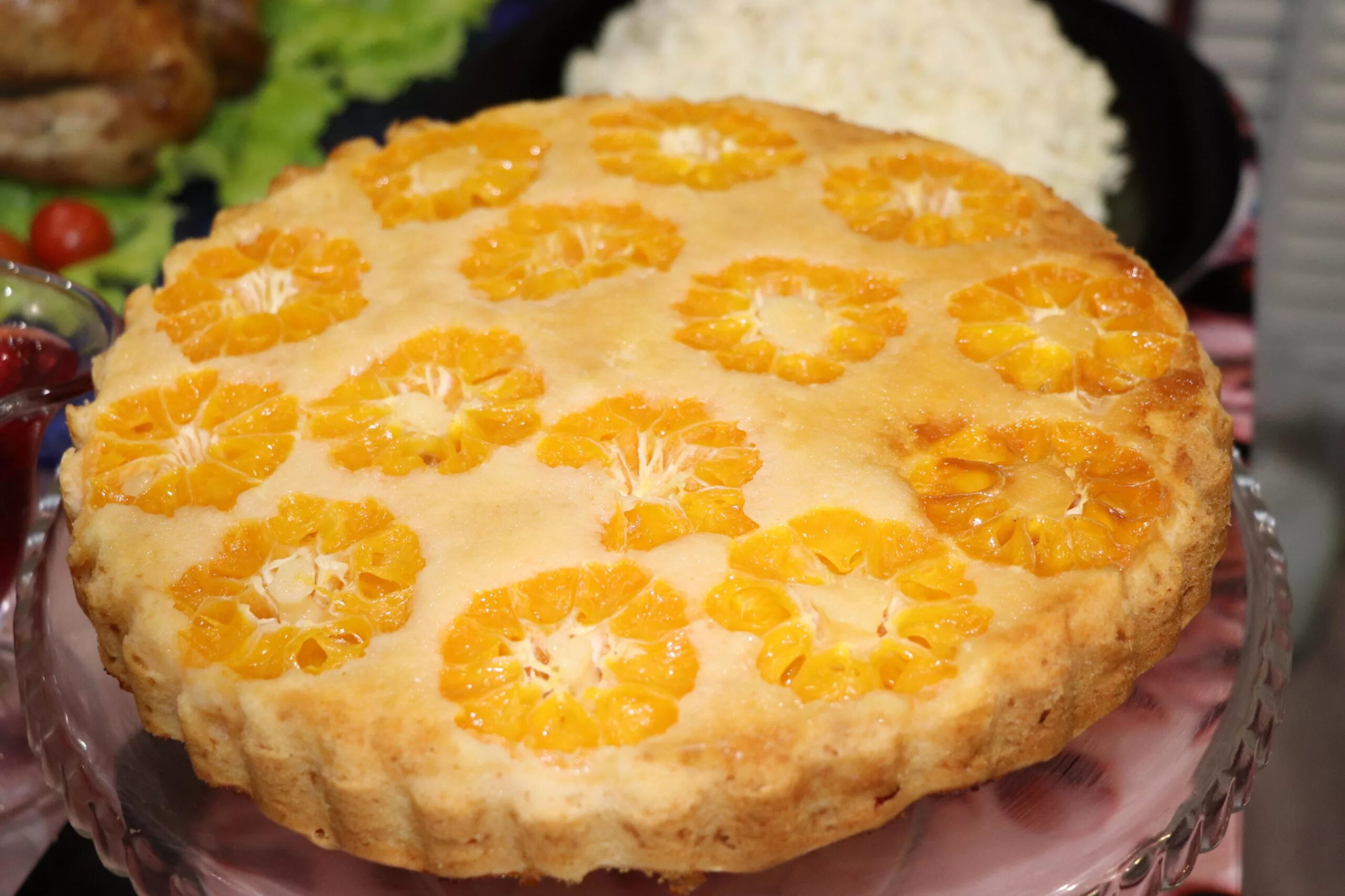 Пирог с мандаринами в духовке на кефире