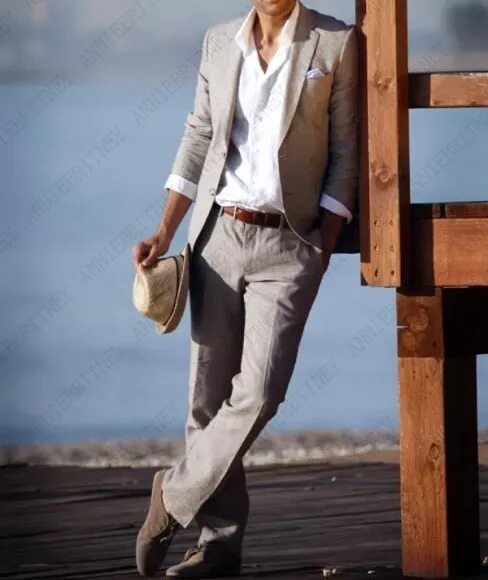 H: Natural White Linen Pants Loose-fitting pants in a washed linen blend with a 