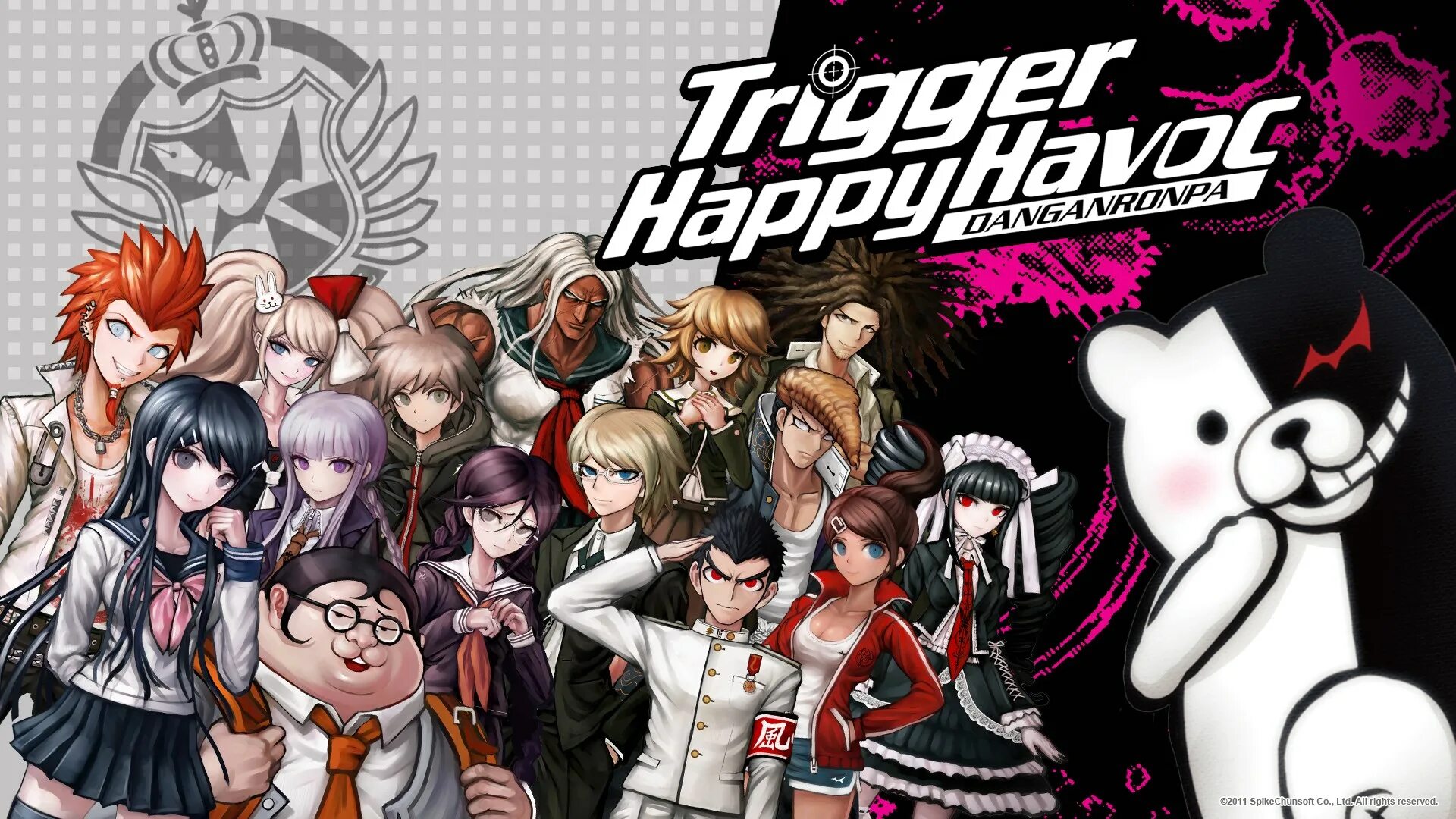 Ронпа 1 персонажи. Danganronpa: Trigger Happy Havoc. Данганронпа триггер Хэппи Хавок. Данганронпа новелла